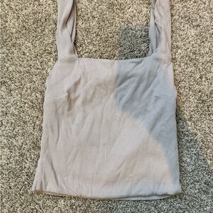 Gray Ribbed Tank Top